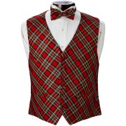 Plaid Tuxedo Vest and Bow Tie Set