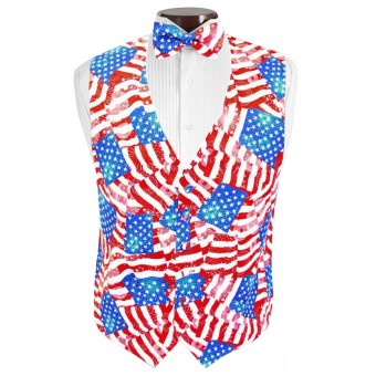 Patriotic Tuxedo Vest and Tie Set