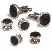 Louis XIV Black Onyx Cufflinks and Studs