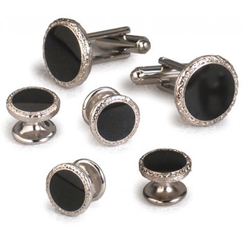 Louis XIV Black Onyx Cufflinks and Studs