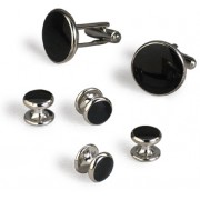 Classic Silver and Black Onyx Cufflinks and Studs