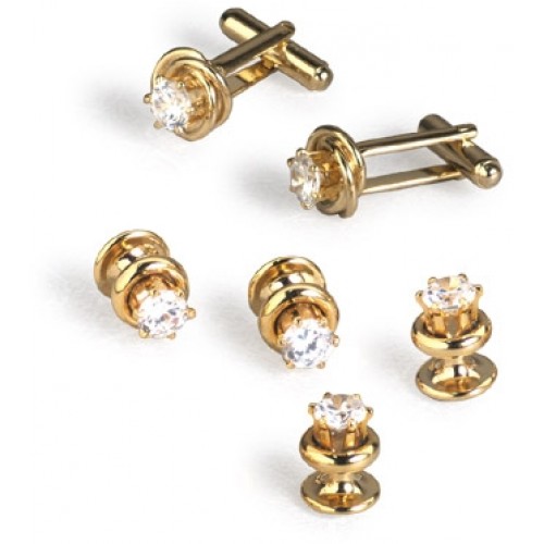 Rhinestone Knot Cufflinks and Studs