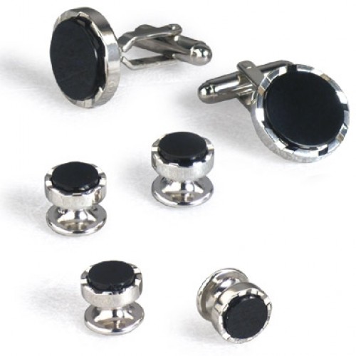 Deco Black Onyx Cufflinks and Studs