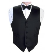 Black Satin Vest and Tie Set