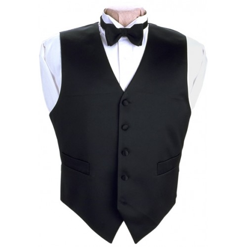 Black Satin Vest and Tie Set
