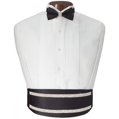 Rhinestone Shimmer Cummerbund and Bow Tie Set