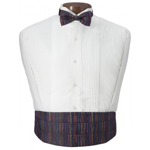 Multicolor  Mardi Gras Cummerbund and Bow Tie Set