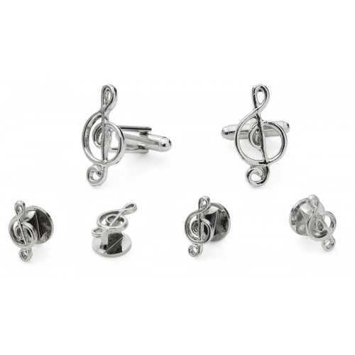 Treble Clef Cufflink and Stud Set