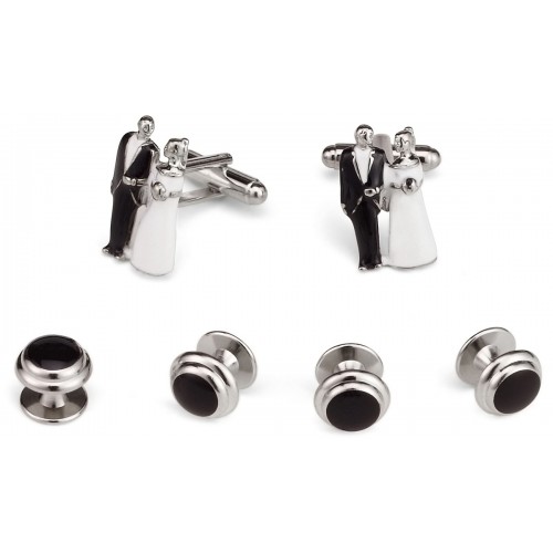 Bride and Groom Cufflink and Stud Set