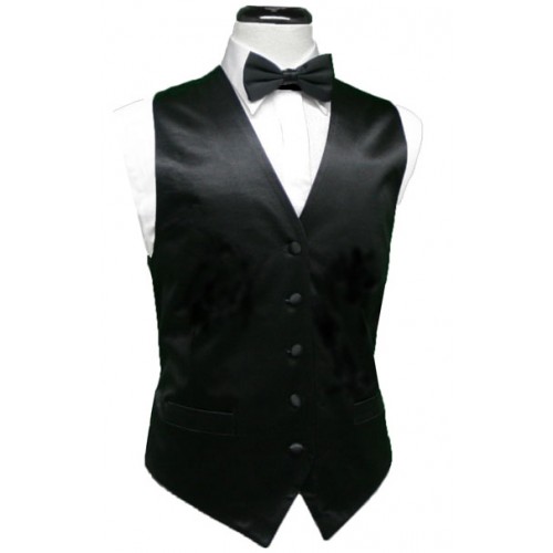 Solid Silk Tuxedo Vest and Tie Set