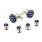 Peacock Art Glass Cufflinks and Studs