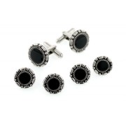 Antiqued Pattern Border Cufflinks and Studs