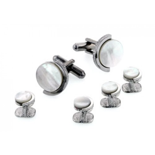 Half Moon Mother of Pearl Cufflinks and Studs