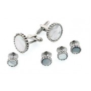 Fluted Edge Mother of Pearl Cufflinks and Studs