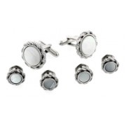 Rope Edge Mother of Pearl Cufflinks and Studs