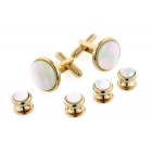 Radius Edge Mother of Pearl Cufflinks and Studs