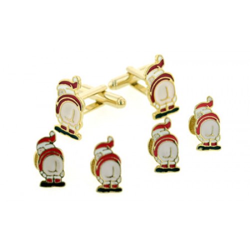 Mooning Santa Cufflinks and Studs