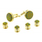 Peacock Art Glass Cufflinks and Studs