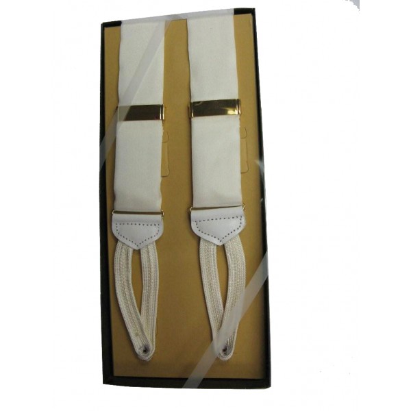 White or Ivory Silk Suspenders