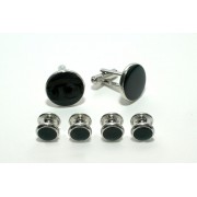 Silver and Black Budget Cufflink and Stud Set