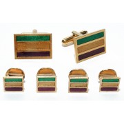 Mardi Gras Stripes Colored Cufflinks and Studs