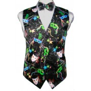 Mardi Gras Beads and Masks Vest and Tie