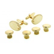 Silver or Gold Oval Beaded Edge Cufflinks and Studs