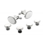 Silver or Gold Oval Beaded Edge Cufflinks and Studs