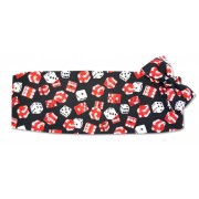 Red and White Dice Cumberbund and Tie Set