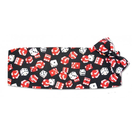 Red and White Dice Cumberbund and Tie Set