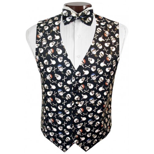 Skull and Funny Bones Vest and Tie Set