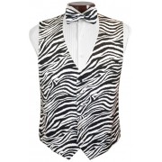 Bold Zebra Tuxedo Vest and Tie Set
