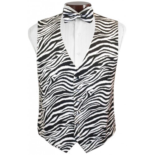 Bold Zebra Tuxedo Vest and Tie Set