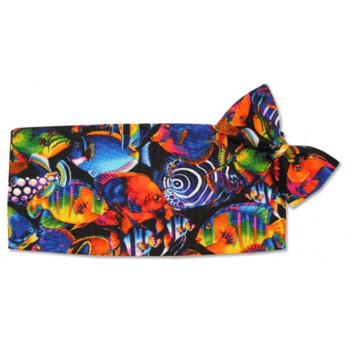 Hawaiian Tropical Fish Cummerbund and Tie