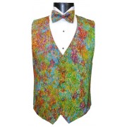 Mardi Gras Batik Vest and Bow Tie Set