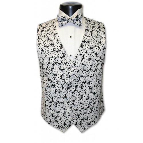 Las Vegas Black and White Dice Vest and Tie Set 