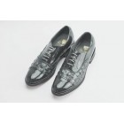 Grey Horn Back Alligator Print Cap Toe Lace Tuxedo Shoes