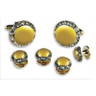 Round Austrian Crystal Cuff Link Set (Enamel Center)