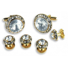 Round Austrian Crystal Cuff Link Set (Stone Center)