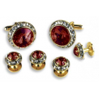 Round Austrian Crystal Cuff Link Set (Stone Center)