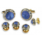 Round Austrian Crystal Cuff Link Set (Stone Center)