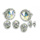 Round Austrian Crystal Cuff Link Set (Stone Center)