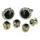 Round Austrian Crystal Cuff Link Set (Stone Center)