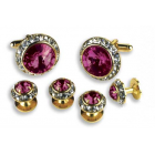 Round Austrian Crystal Cuff Link Set (Stone Center)