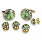 Round Austrian Crystal Cuff Link Set (Stone Center)