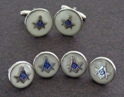 Masons Blue Logo Cufflink and Stud Set