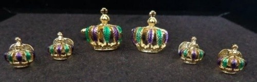 Mardi Gras Painted Crowns Cufflinks and Studs