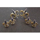 Two Tone Fleur De Lis Cufflinks and Studs