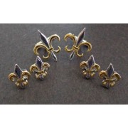 Two Tone Fleur De Lis Cufflinks and Studs