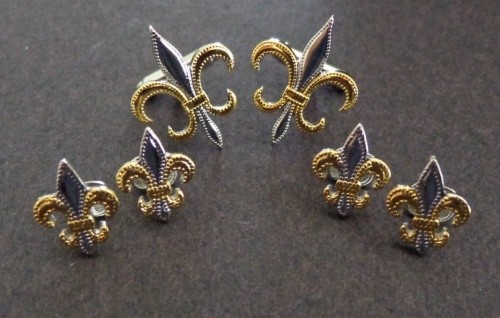 Two Tone Fleur De Lis Cufflinks and Studs